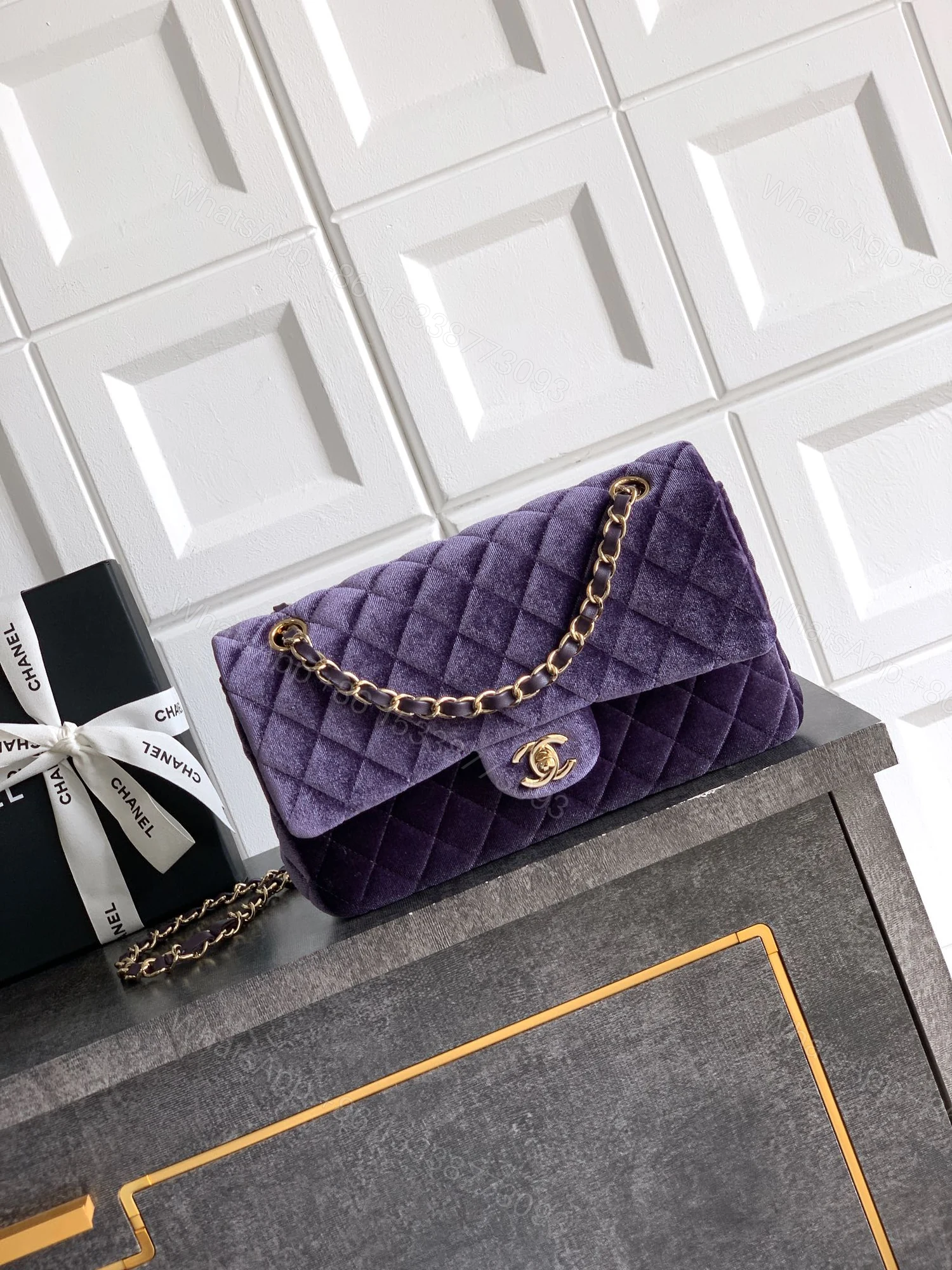 CHANEL A貨 2.55 紫羅蘭絨面菱格鏈條包 高雅迷人復古精品女包 — view 1