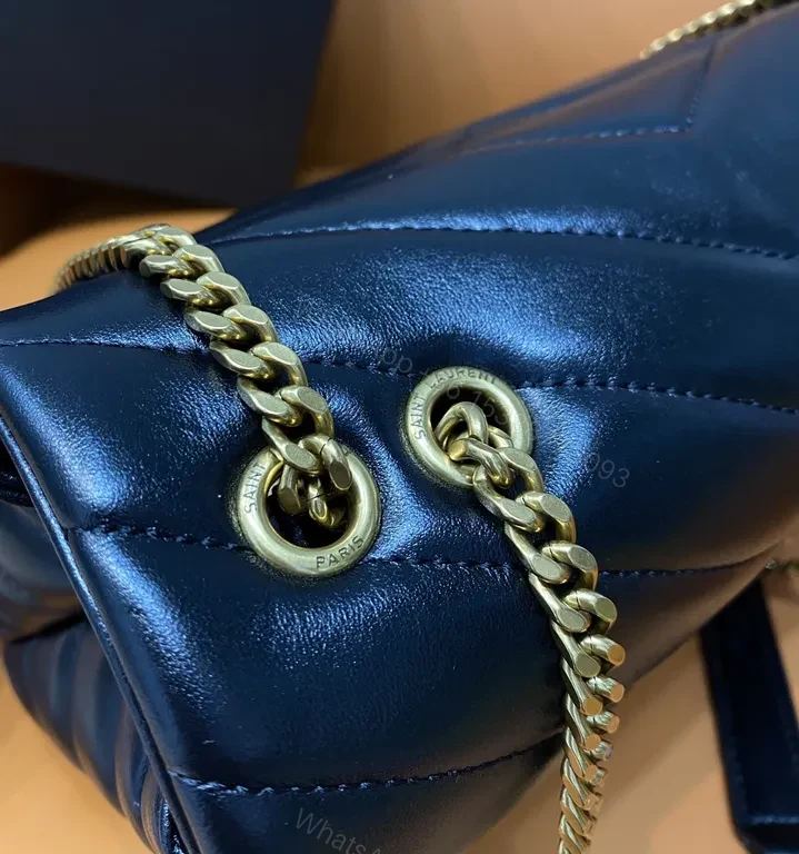 View 3 of Chic Quilted Leather Shoulder Bag with Gold Chain - YSL-Inspired Luxury Crossbody