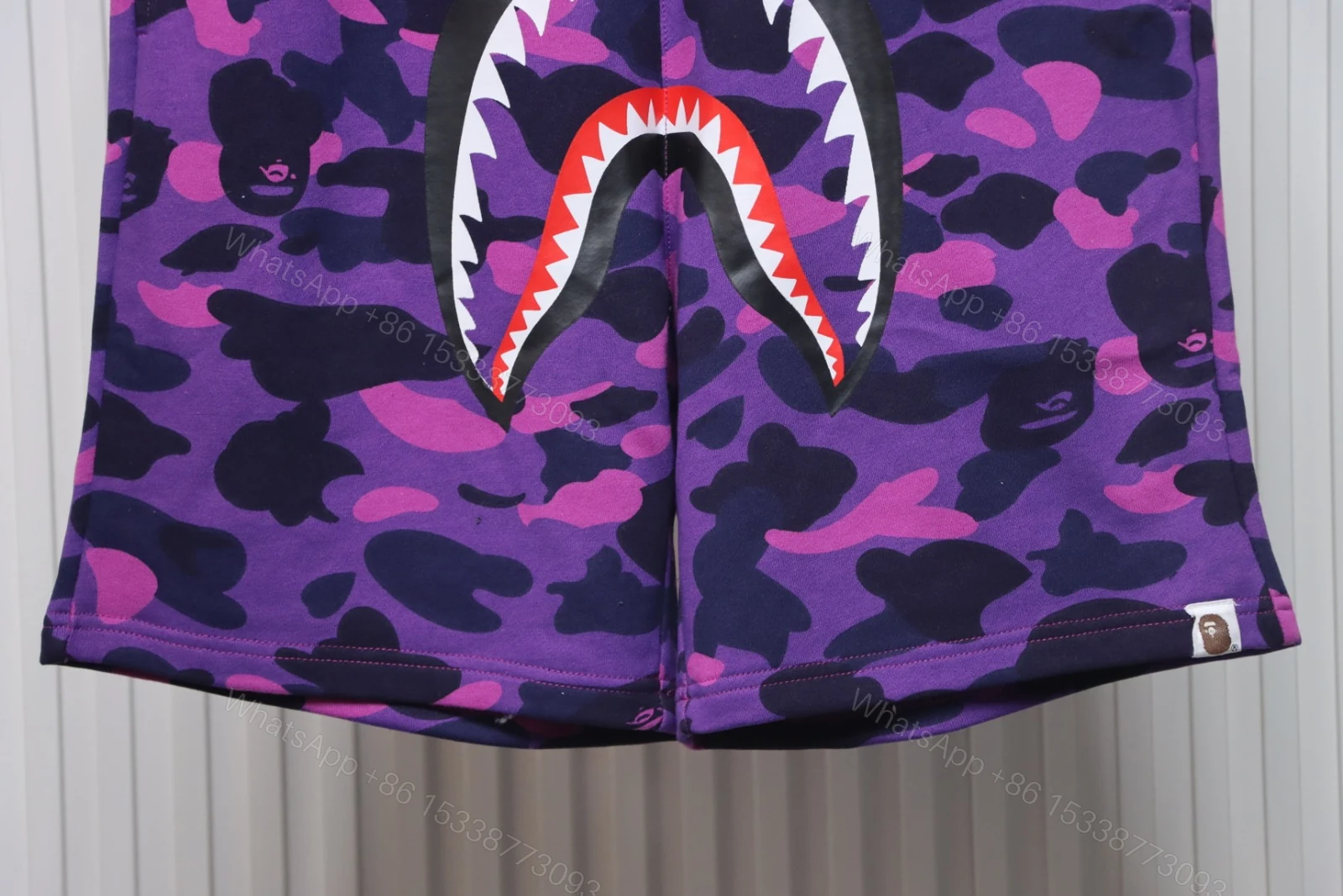 View 4 of Bape Camo Shark Shorts Purple