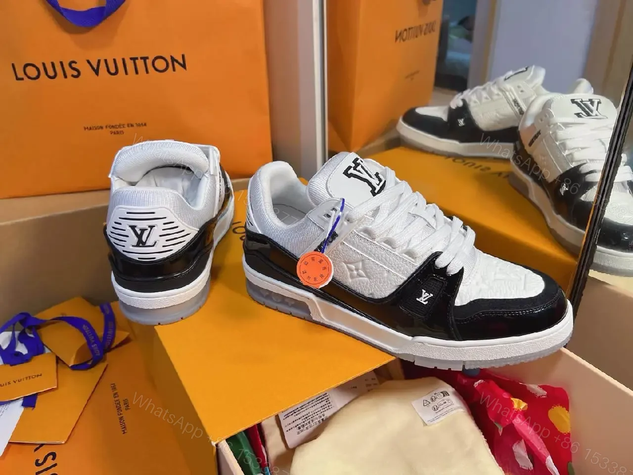 View 6 of Two-Tone Luxe Sneaker: Premium Comfort & Monogram Accent