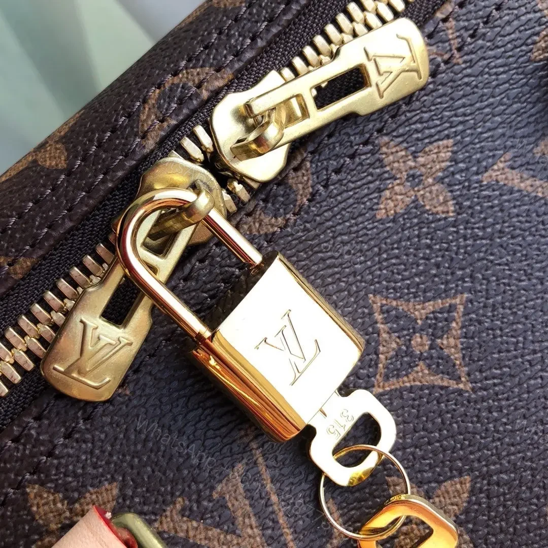 View 5 of LV Monogram Canvas Keepall Bandoulière 55 Leather Duffle Bag
