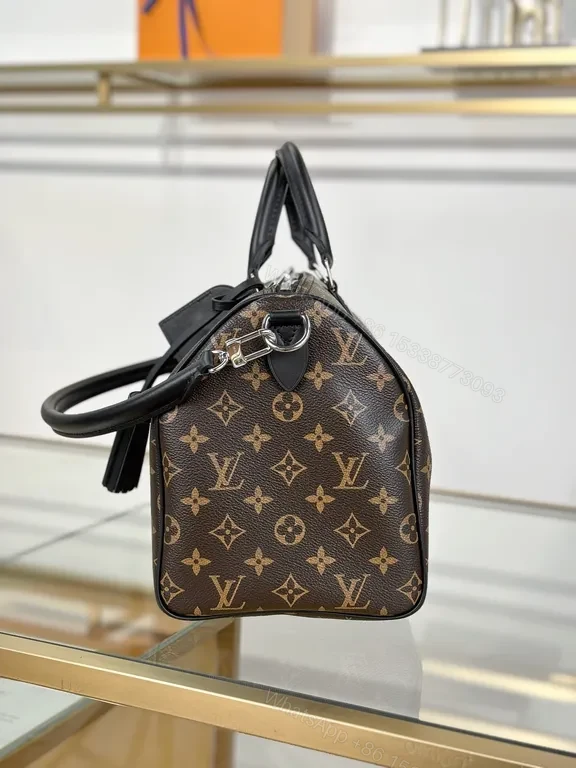View 8 of Monogram Lux Satchel: Chain Detail Leather Trim Bag