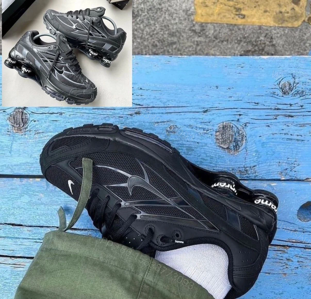 View 6 of FIRST COPY NIKE SHOX 2025 BLACK WHITE SUPREME