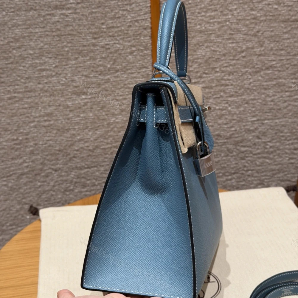 View 3 of 高仿Hermes*Kelly28系列H043130EP7C牛仔藍銀扣牛皮純手工