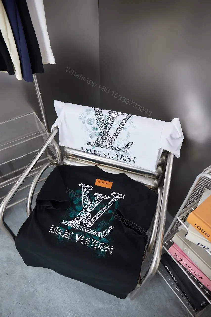 View 10 of Black Cotton Crew Tee with Subtle Crest Embroidery