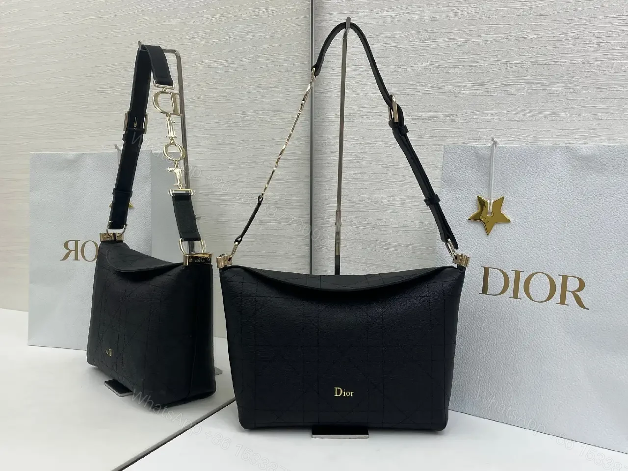 Chic Black Quilted Shoulder Bag with Gold Accents — view 1