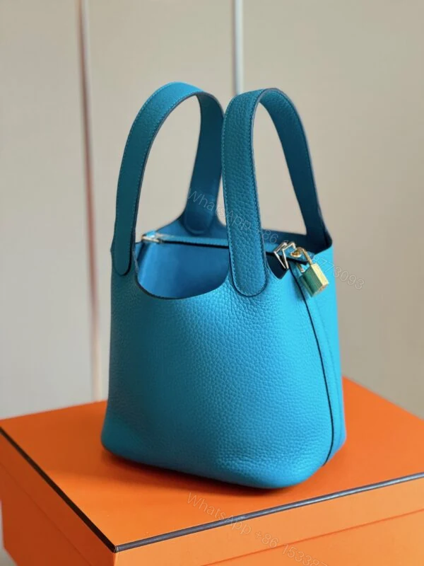 View 7 of Hermes Picotin 18 Blue Togo Leather Gold Hardware