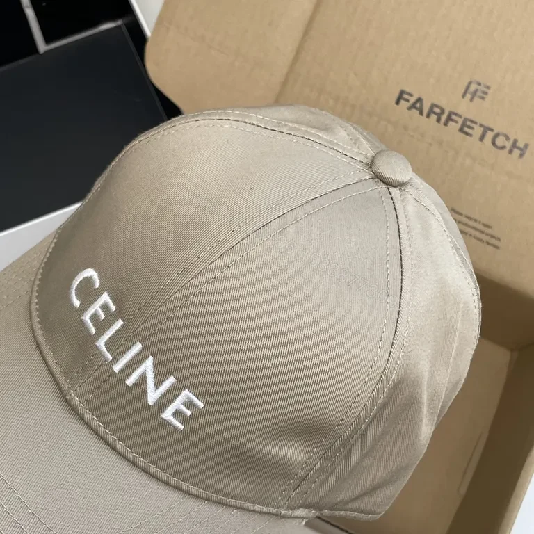 View 9 of Minimalist Luxury Cap - Beige Cotton, Structured, CELINE Embroidery Cap