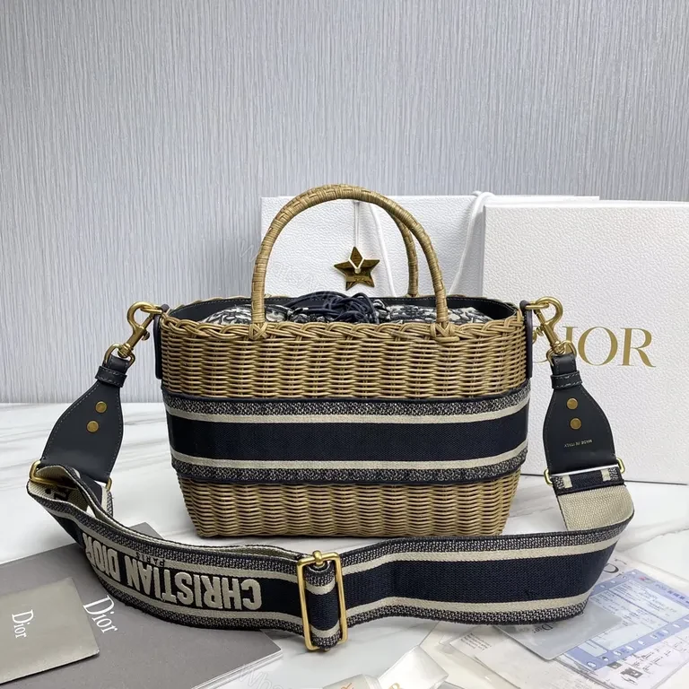 View 5 of Woven Carryall: Dior Stripe Luxe Everyday Tote
