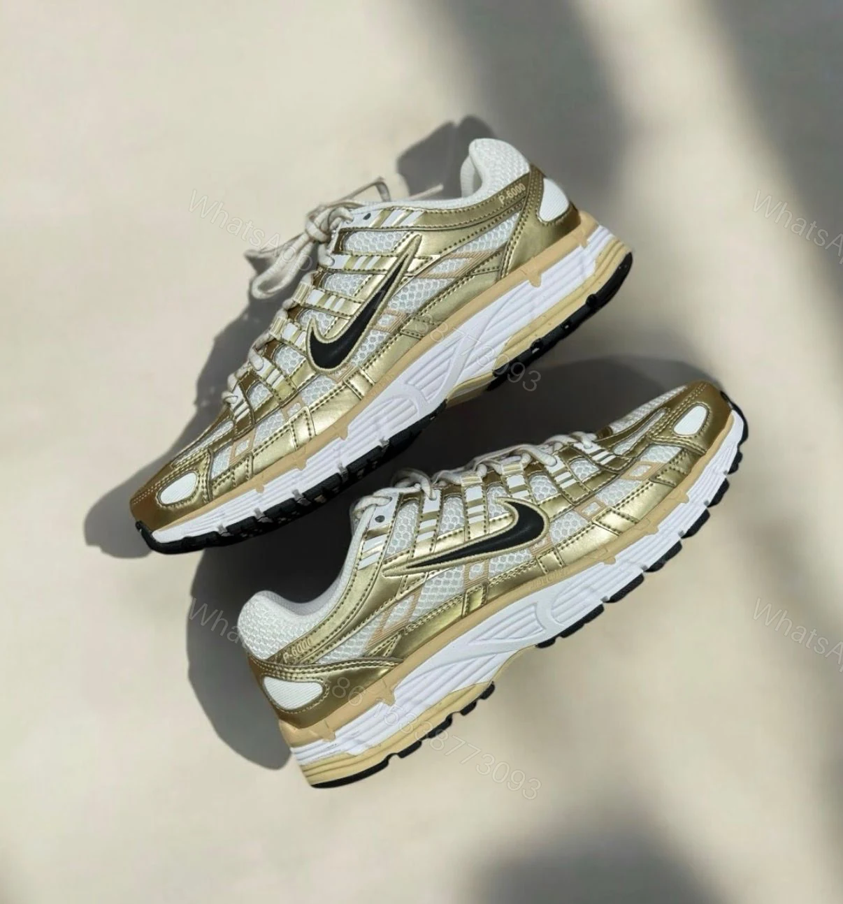 View 3 of Nike P-6000 Metallic Gold Trainers Men