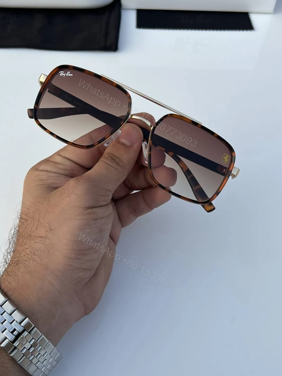 View 3 of First Copy RayBan 8830 Gold Brown Tiger Sunglasses