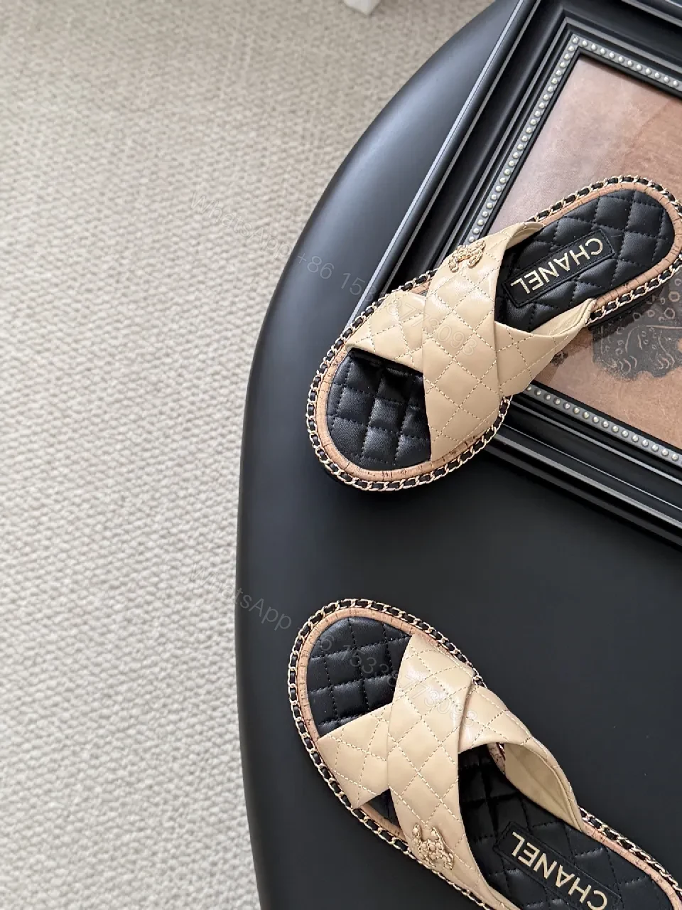 View 6 of Quilted Sandal with Chain Trim – Luxe Everyday Couture