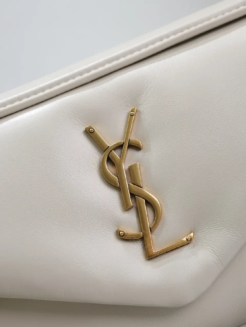 View 7 of Ivory Leather Envelope Bag + Gold Hardware + Elegant + Luxe Everyday Bag