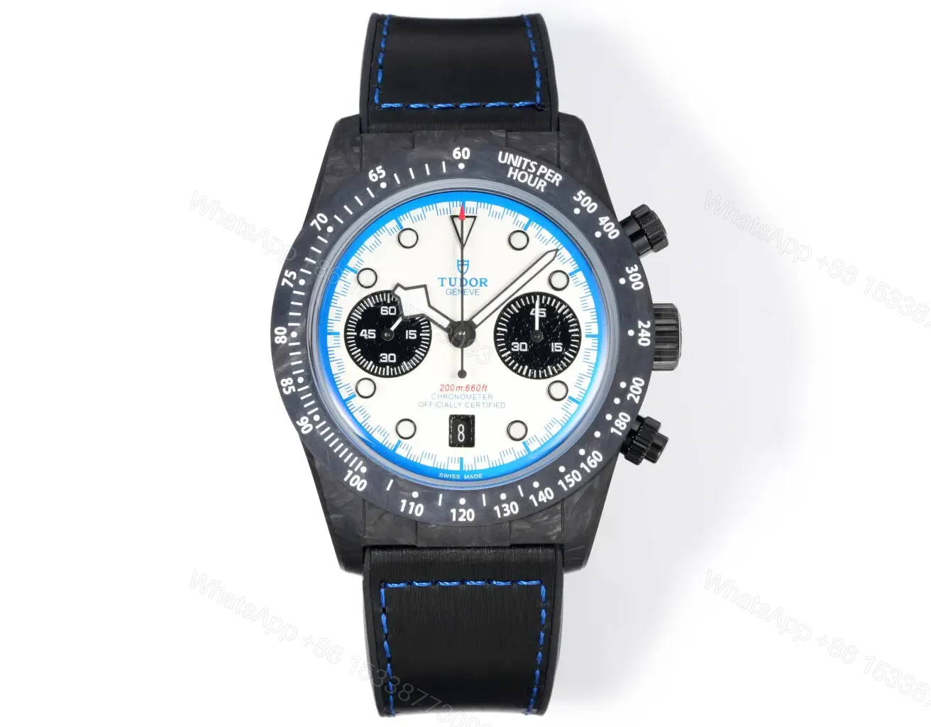 Tudor R29 Biwan Blue Accent Chronograph Black Strap Premium 42MM M7937KN-0001 — view 1