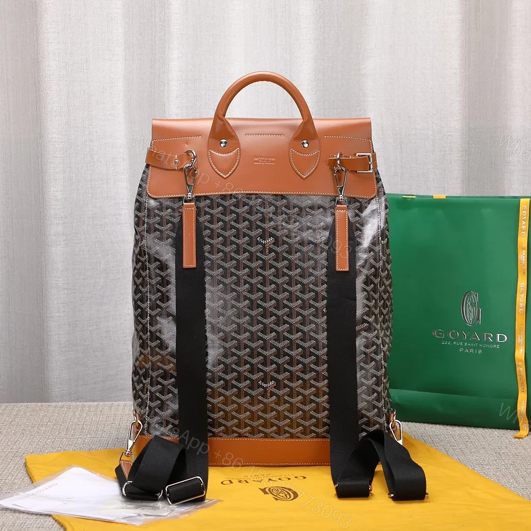 View 7 of Goyard Black Goyardine & Brown Leather Steamer Bag