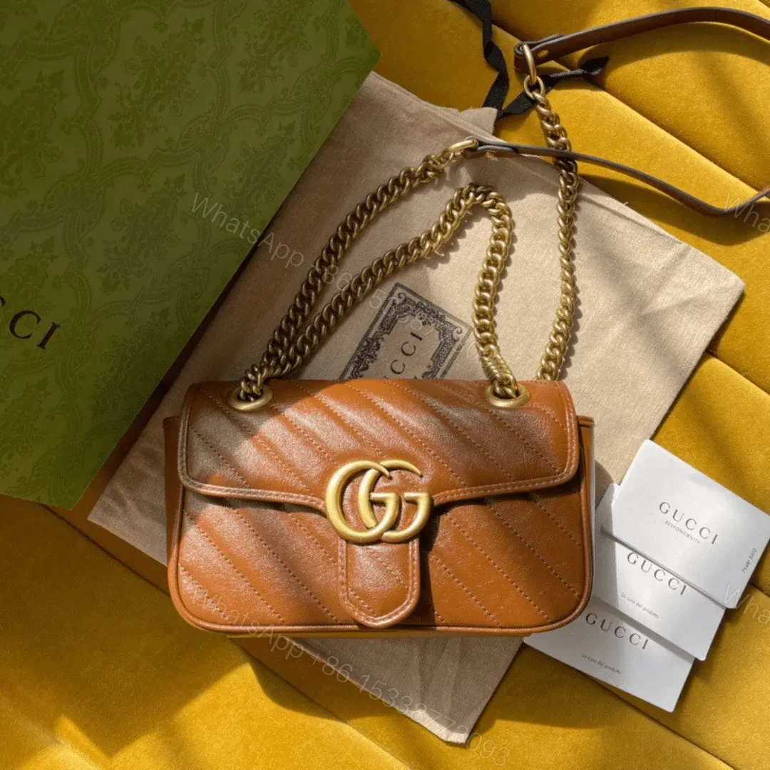 Gucci Marmont Women’s Handbag Super Brown Smooth Leather 22cm — view 1