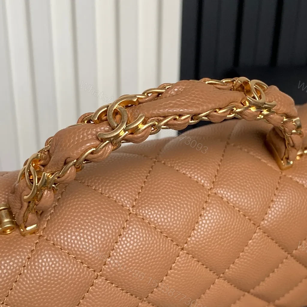 View 8 of Quilted Leather Shoulder Bag with Gold Chain, Compact Chic