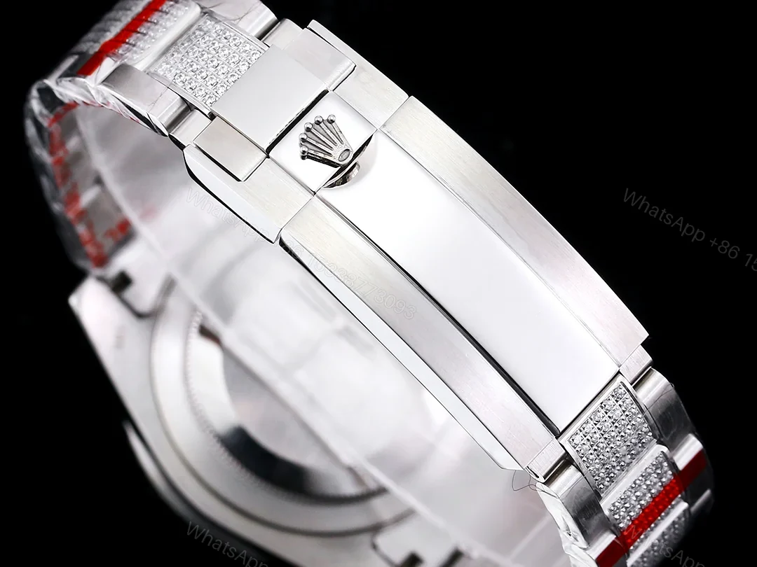 View 8 of Rolex Submariner Colorful Rainbow Replica 42MM Premium Pavé Oyster Bracelet RG-ROLEX-SUB-COLORFUL-RAINBOW-42