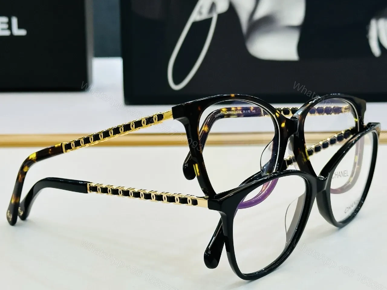 View 2 of Bold Cat-Eye Glasses: Premium Acetate, Gold Temple Details