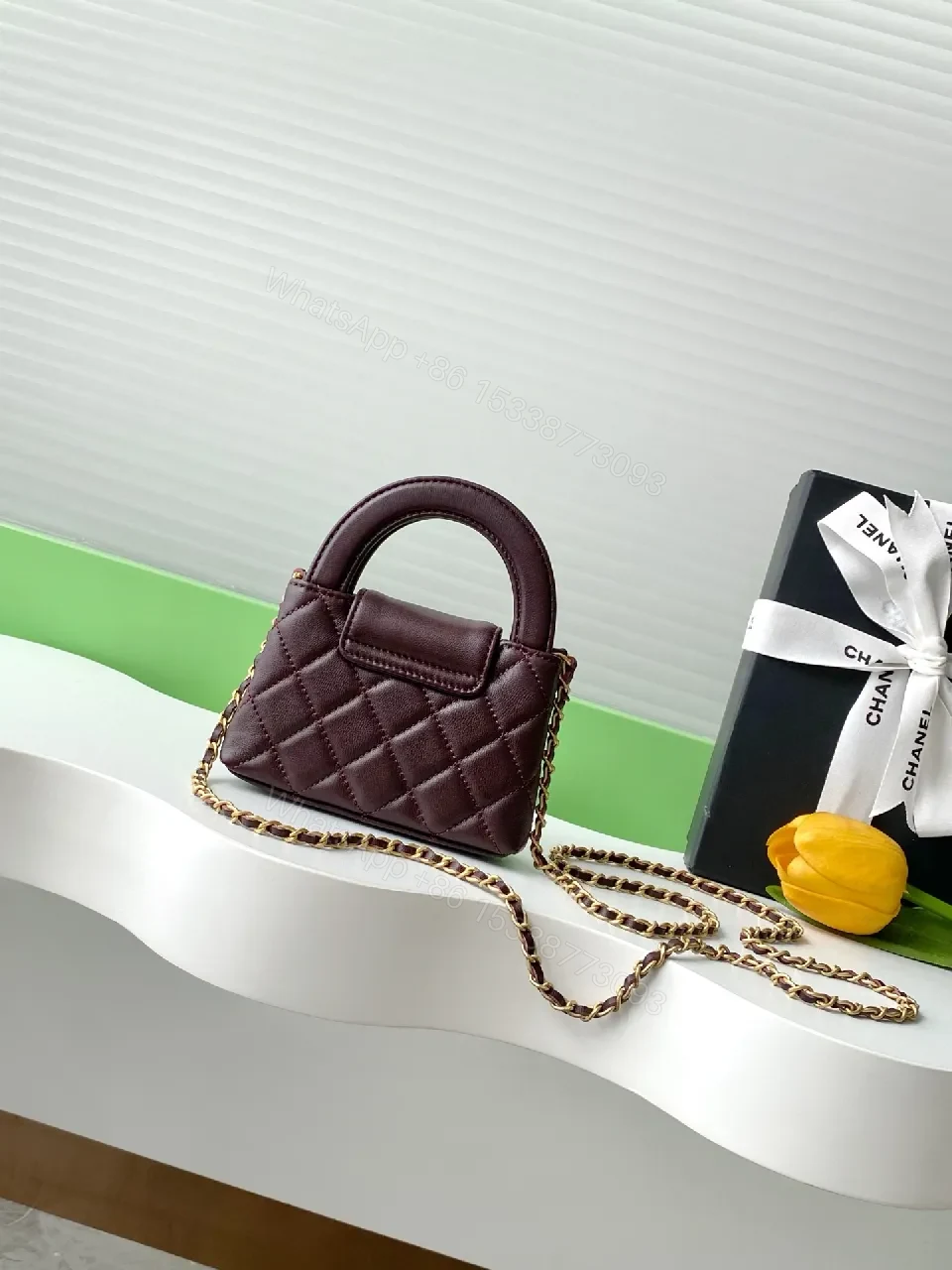 View 5 of Burgundy Quilted Lambskin Shoulder Bag - Luxe Everyday Style