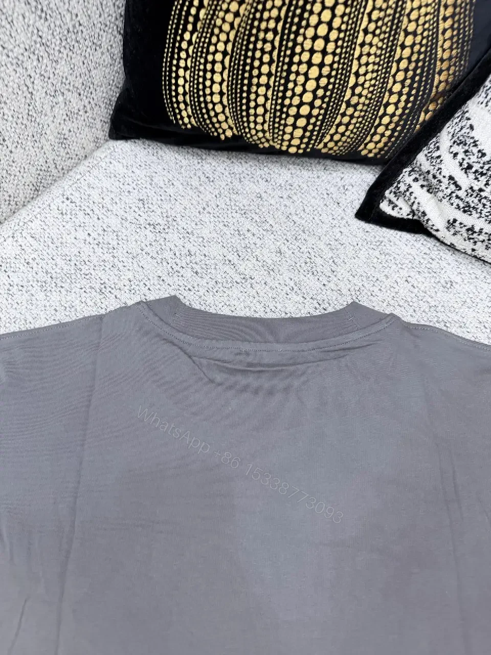 View 9 of Gray Embossed Cotton-Blend Tee – Minimalist Luxe, All-Day Comfort