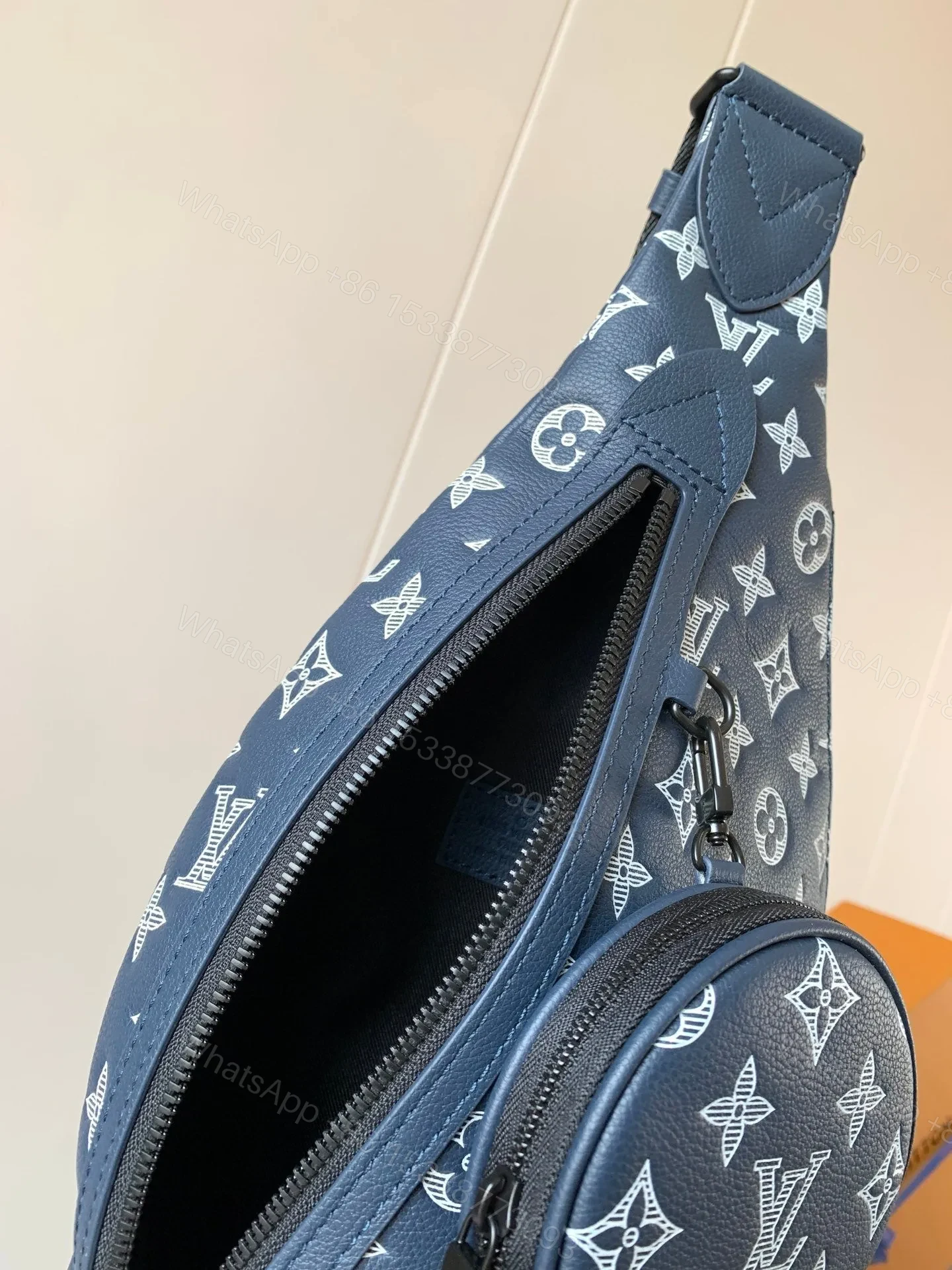 View 5 of LV DUO CROSSBAG BAG 42 IN BLUE AND WHITE MONOGRAM SHADOW COWHIDE