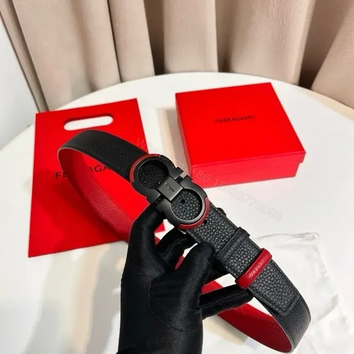 View 3 of Black Pebbled Leather Belt with Signature Double-Gancini Buckle