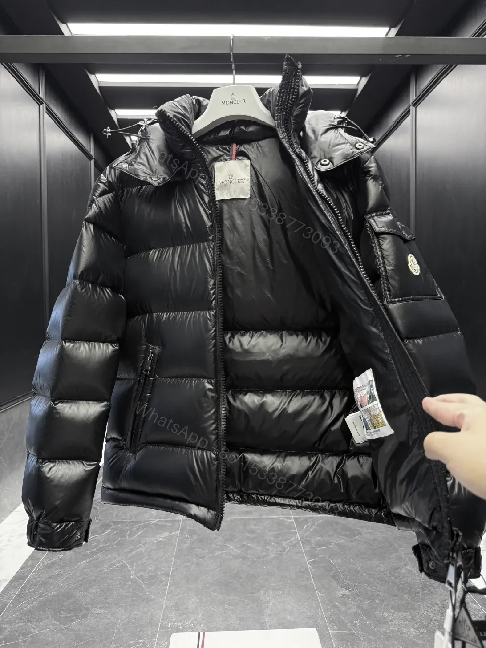 View 5 of Lux-Plush Puffer Jacket + Off-White Knit Sneakers Set