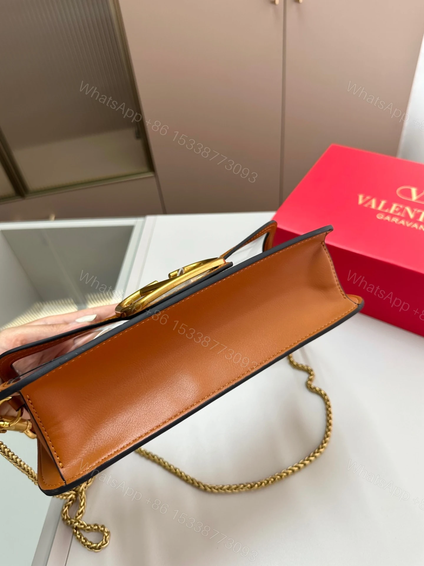 View 4 of VALENTINO GARAVANI LOC? PVC AND SHOULDER BAG BROWN 24CM