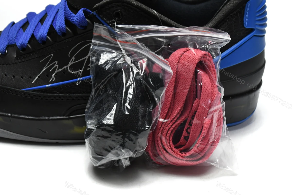 View 13 of Off White x Air Jordan 2 Retro Low SP Black and Varsity Roy DJ4375-004