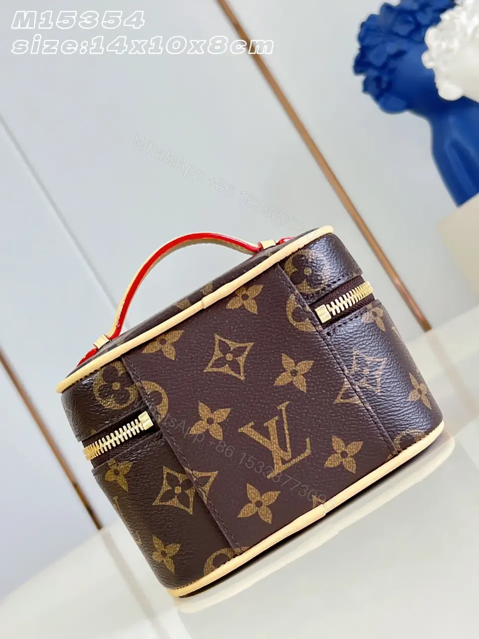 View 7 of Dark Brown LV Monogram Vanity Bag with Gold Zippers