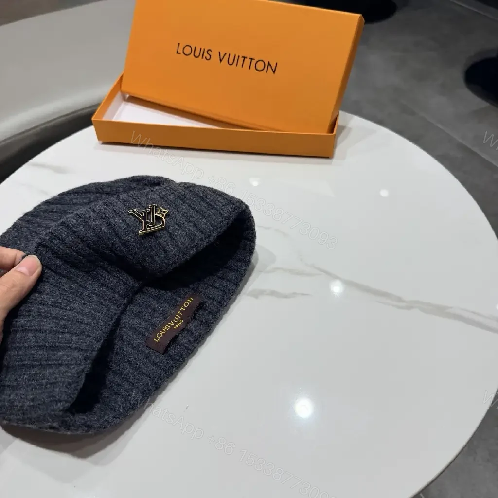 View 4 of Charcoal Wool Knit Beanie, Luxe-Style, Signature Pin