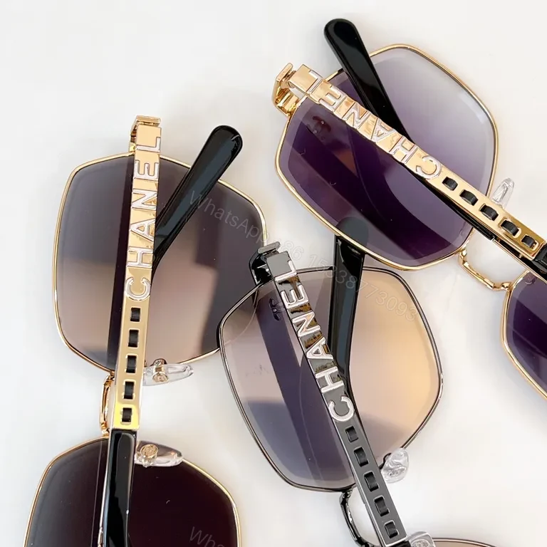 View 2 of Lux Chanel Square-Frame Sunglasses with Signature Details