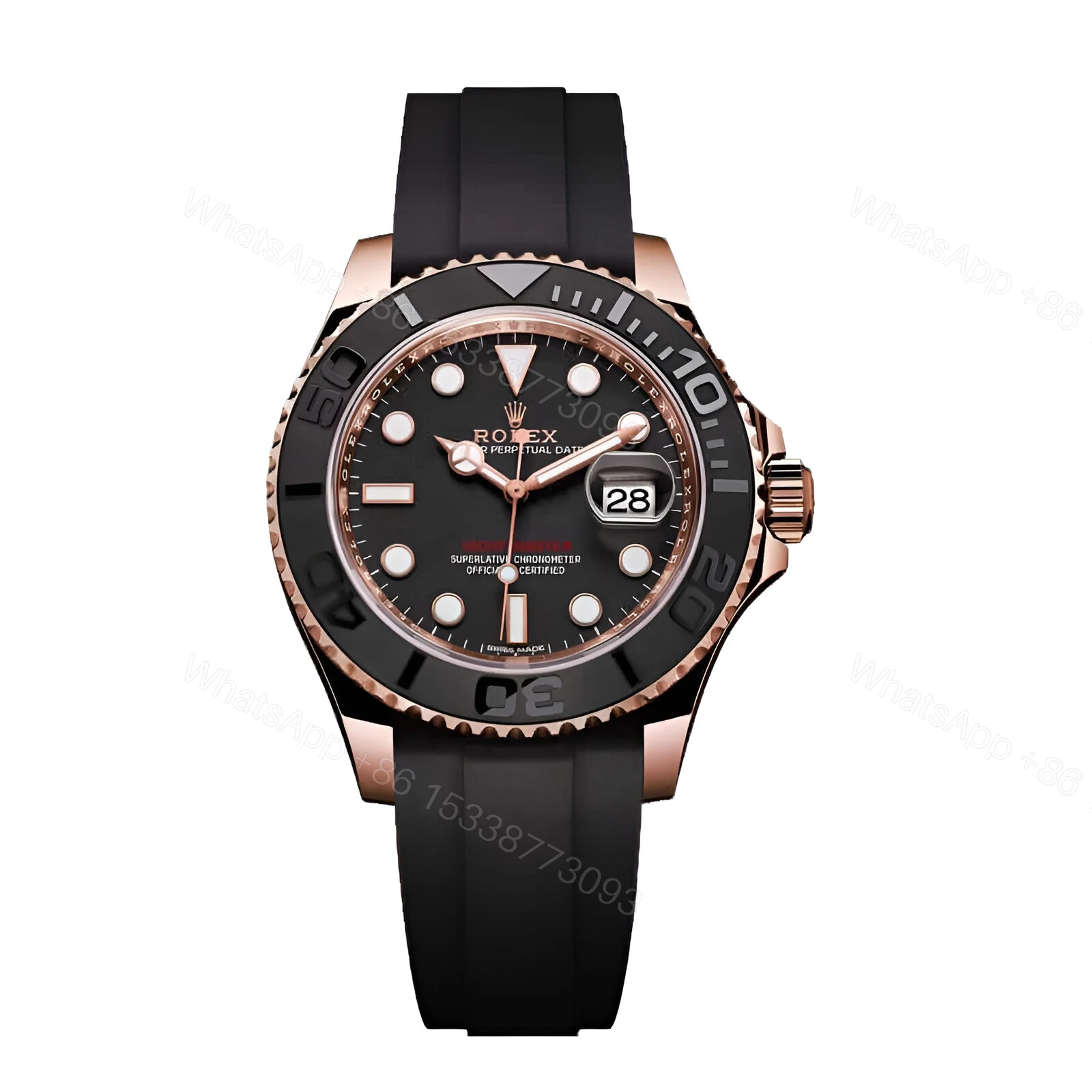 Rolex Yacht-Master 40 116655 SATS Rose Gold Automatic Rubber Black Dial Replica — view 1