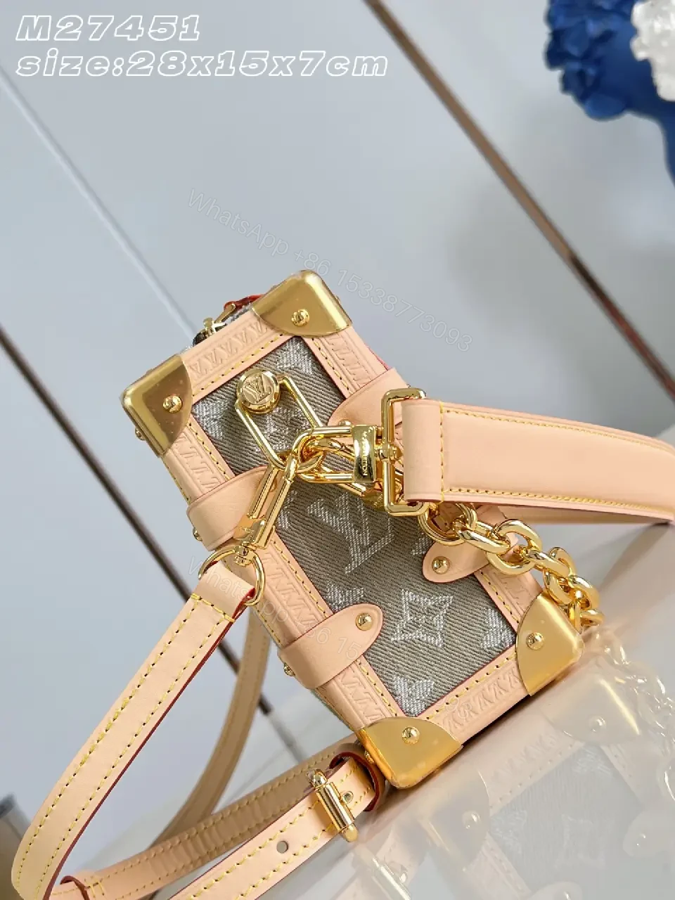 View 2 of Chic Monogram Leather Satchel: Elegant All-Day Luxury Bag