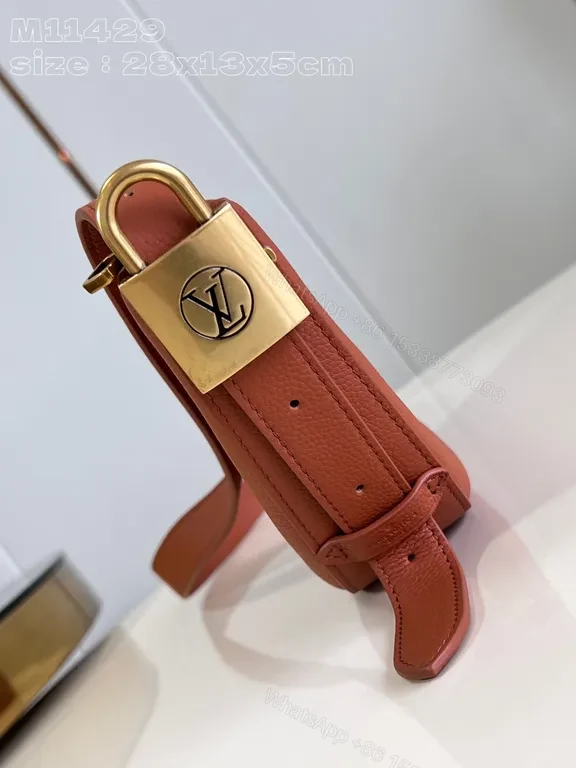 View 4 of Leather Belt Bag: Subtle LV Logo, Crescent Shape, Crossbody Carry