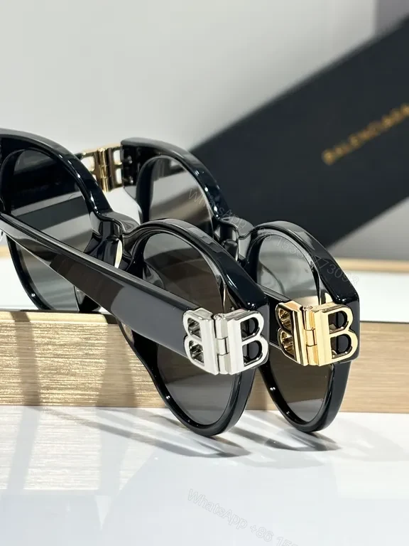 View 2 of Blue Acetate Round Sunglasses with Gold Hardware, Polarized