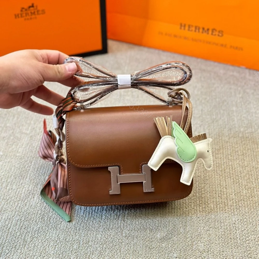 View 3 of Hermes Constance Mini Epsom Silver Toned Hardware Brown 19Cm