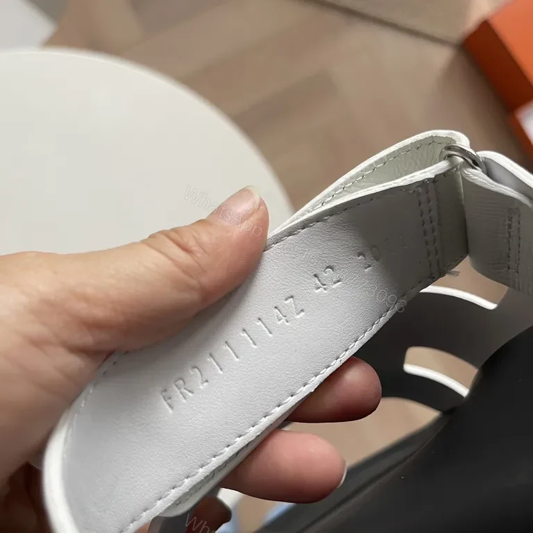 View 4 of White Leather Strap Sandals: Omega Cutouts, All-Day Comfort