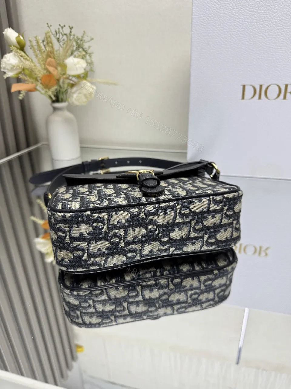 View 2 of Compact Monogram Satchel: Black Leather Trim Bag