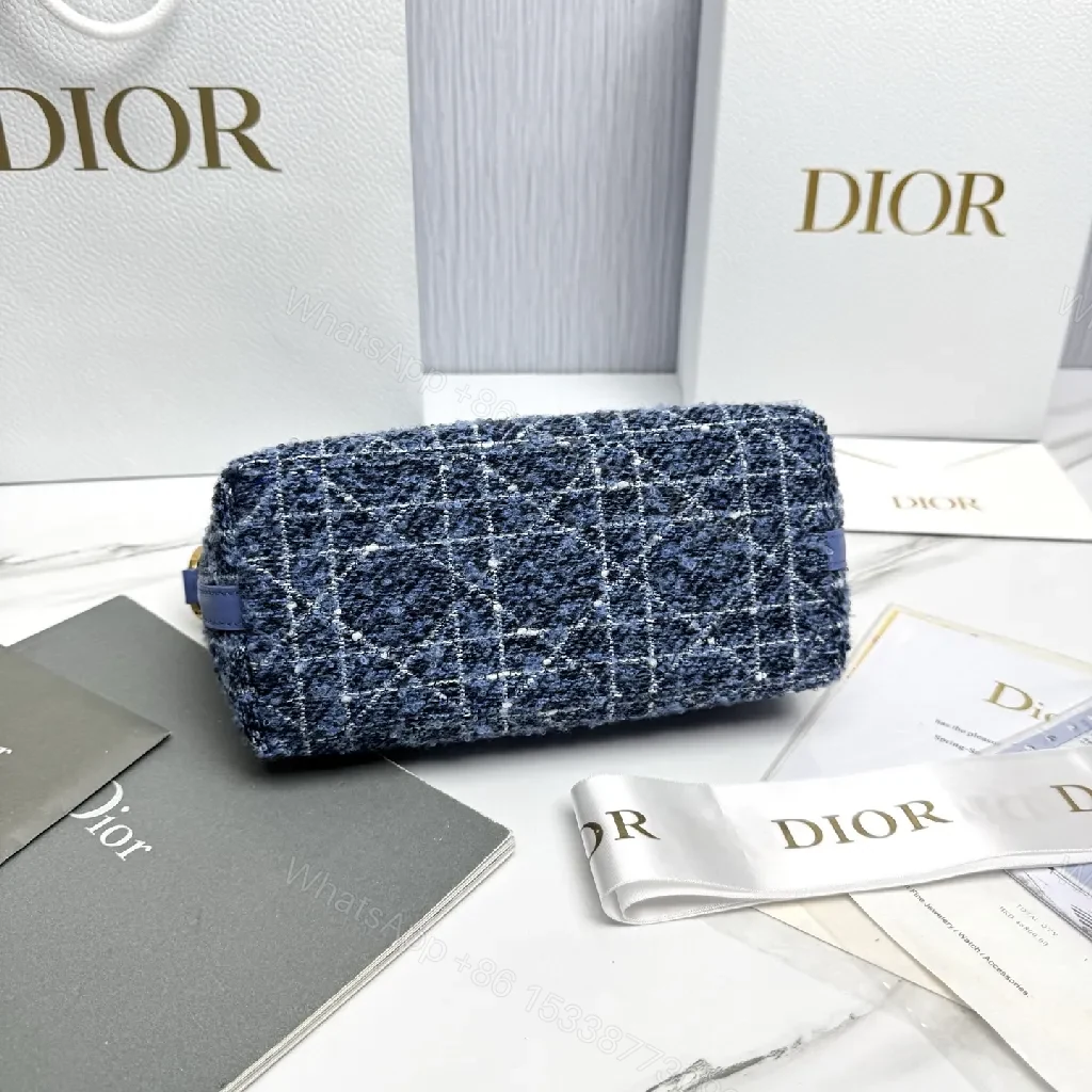 View 7 of Denim Texture Mini Shoulder Bag with Gold Chain - Designer-Inspired Compact Bag