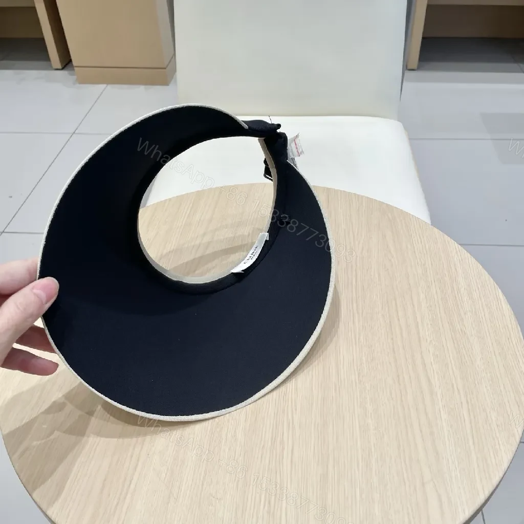 View 3 of Navy Textile Visor with White Edge + Minimal Logo, Sun Shield