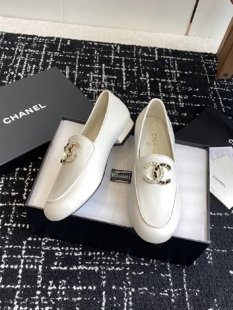 View 7 of White Leather Loafers with Signature Hardware, Luxury Comfort