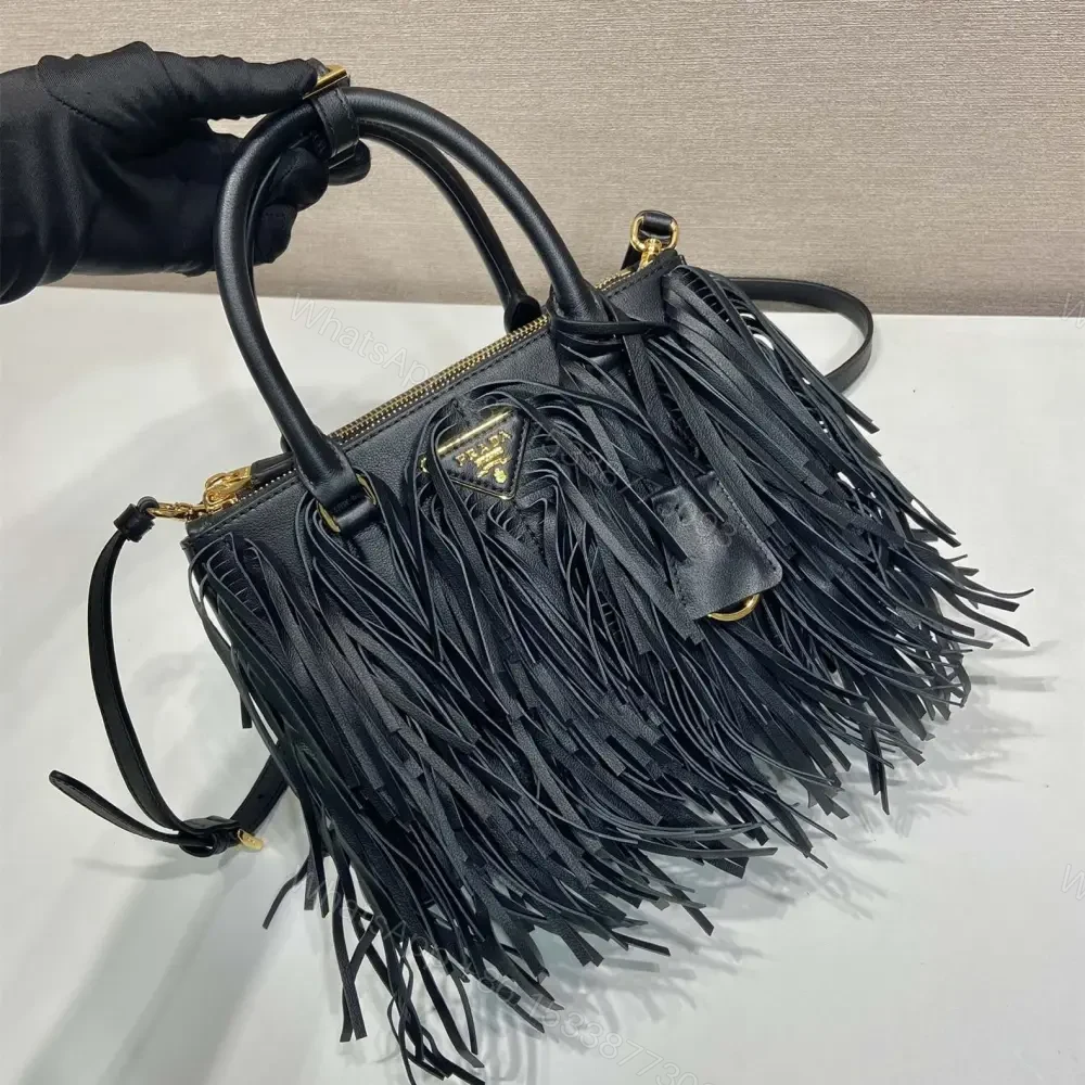 View 3 of 高仿Prada*Gaalleria系列1BA986流蘇包黑色小號免檢版