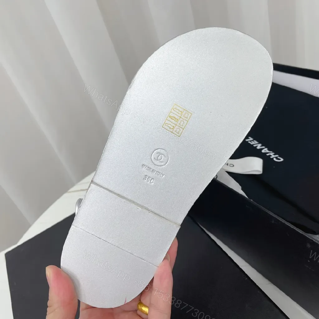 View 6 of Shimmer Silver Quilted Slides: Luxury Streetwear Sandals