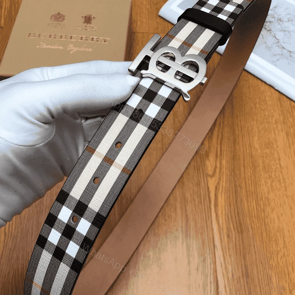 View 5 of BURBERRY REVERSIBLE MONOGRAM MOTIF VINTAGE CHECK BELT IN ARCHIVE BEIGE – B26