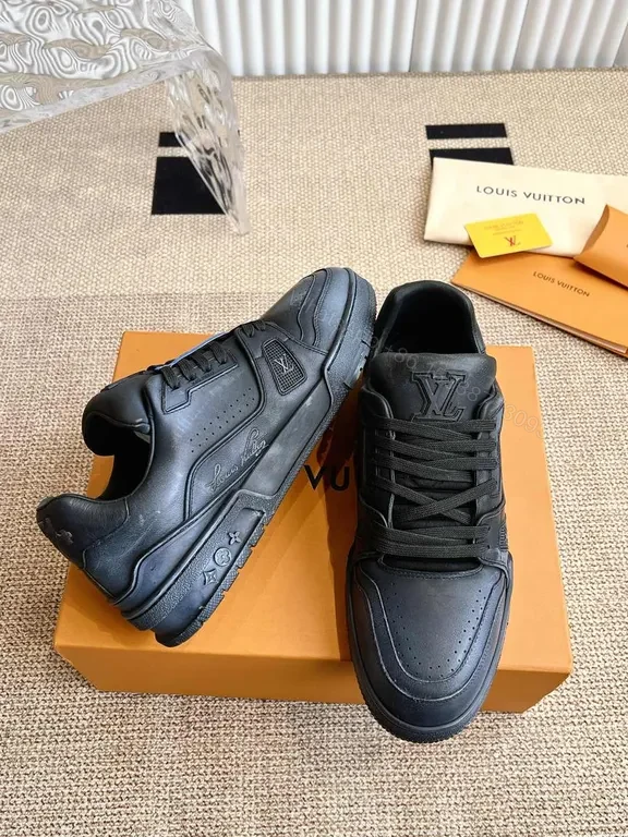 View 4 of Black Leather Minimalist Sneaker â€” LV-Inspired, All-Day Comfort