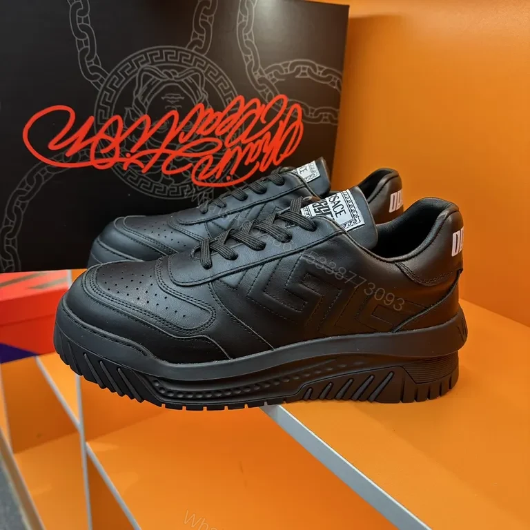 View 9 of Black Leather Sneaker â€“ Versace, Premium City Style Sneakers