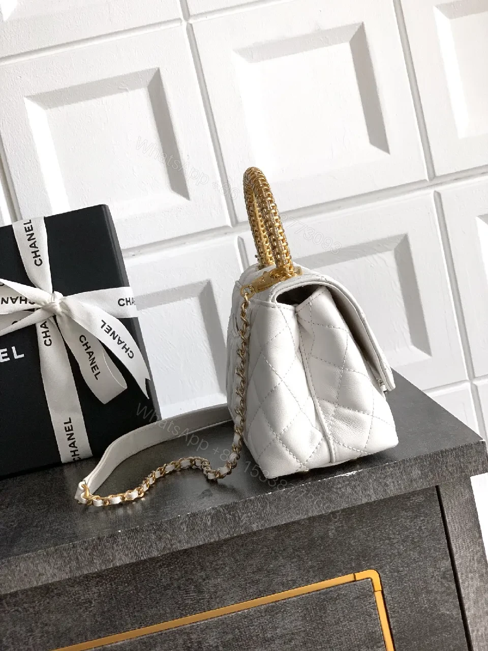View 5 of Quilted White Lambskin Handbag: Effortless Luxury