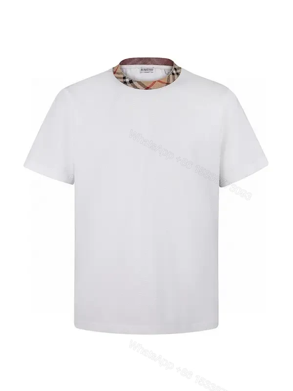 Minimalist White Tee with Subtle Burberry Collar Detail — view 1